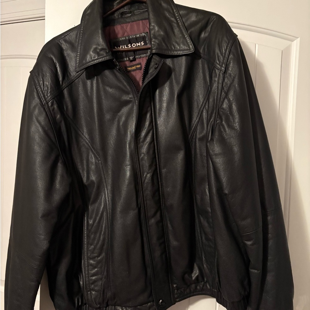 Wilsons Leather Black Bomber Jacket Varsity Style